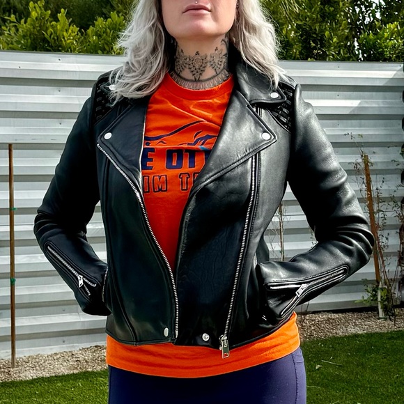 Maje Leather Biker Jacket size EU 38 (US Small-Medium) - Picture 8 of 10